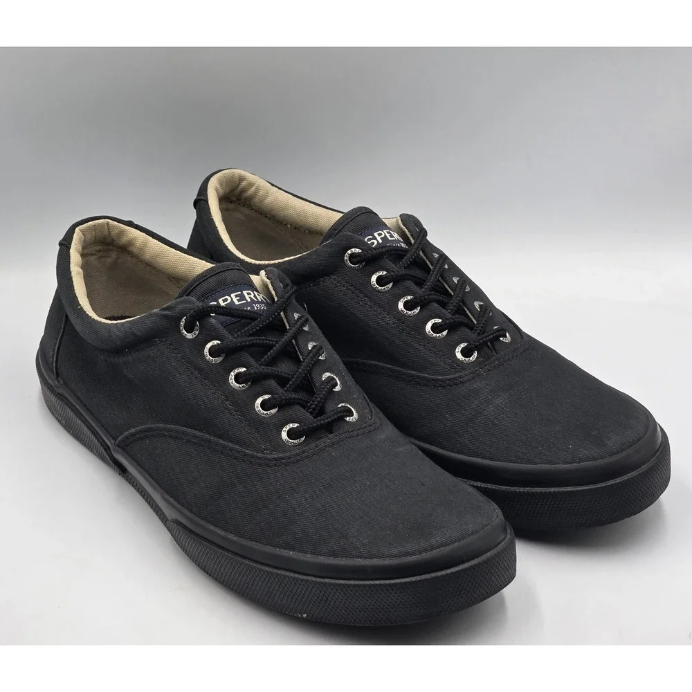 Sperry Captain's CVO Surplus Black Canvas Sneakers Mens 10.5M Black Oxford Shoe
